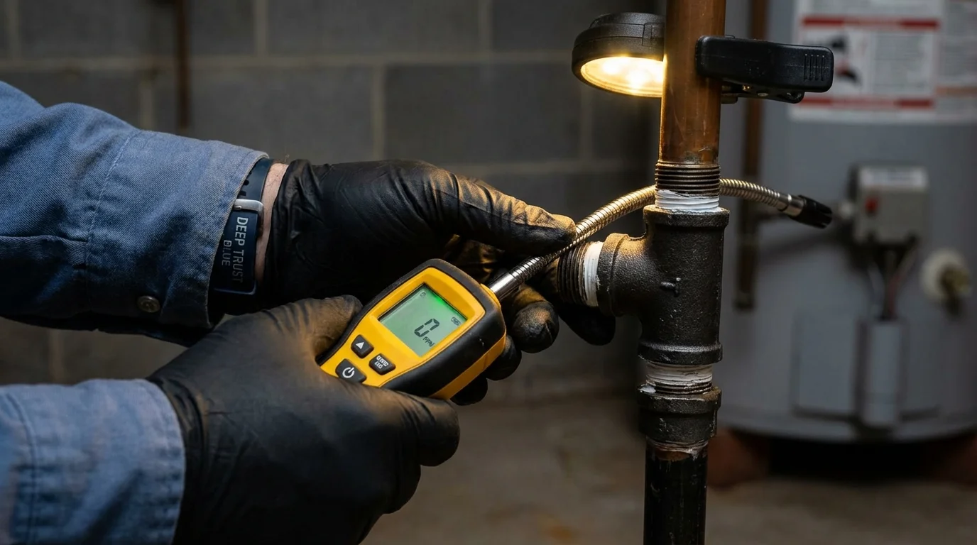 Gas leak detection with electronic sniffer by Johns Plumbing LLC in Brownfield