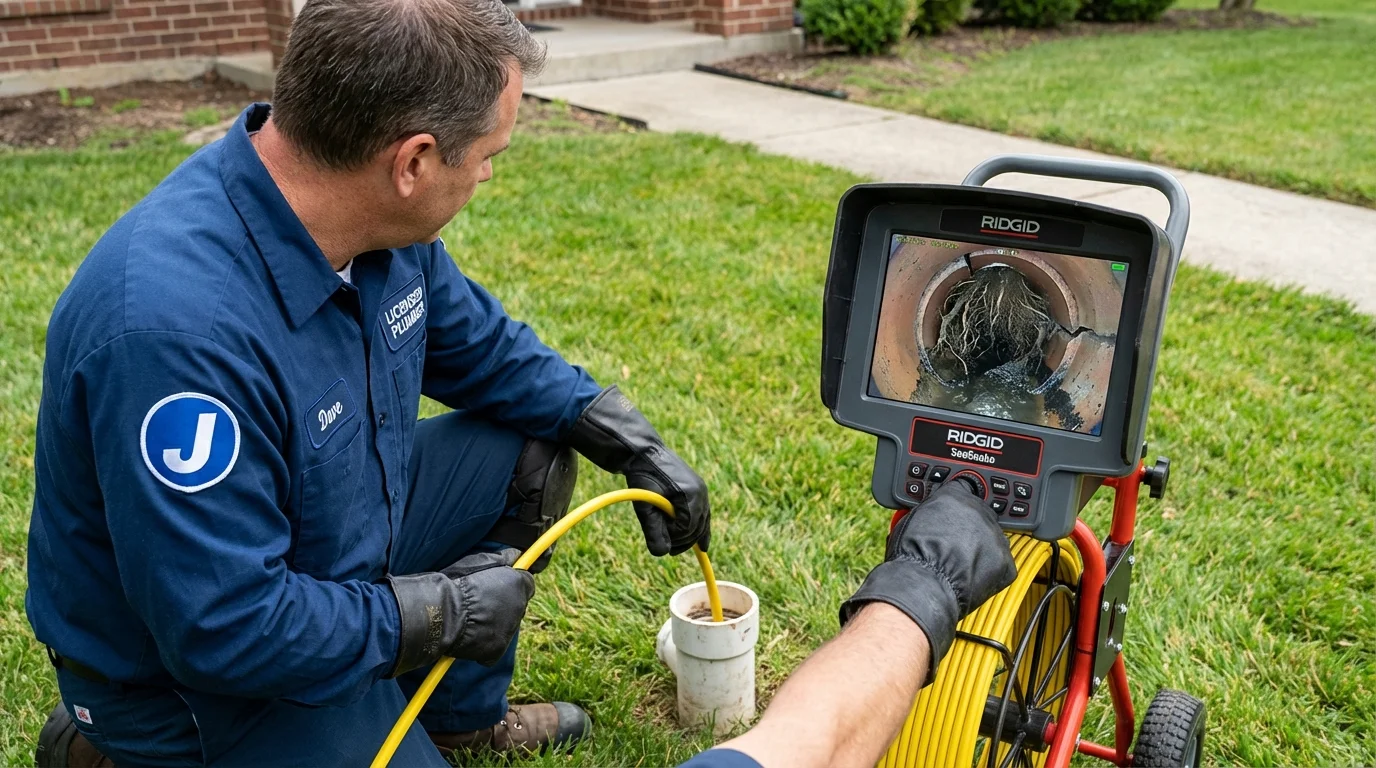 Sewer camera inspection being performed by Johns Plumbing LLC in Brownfield